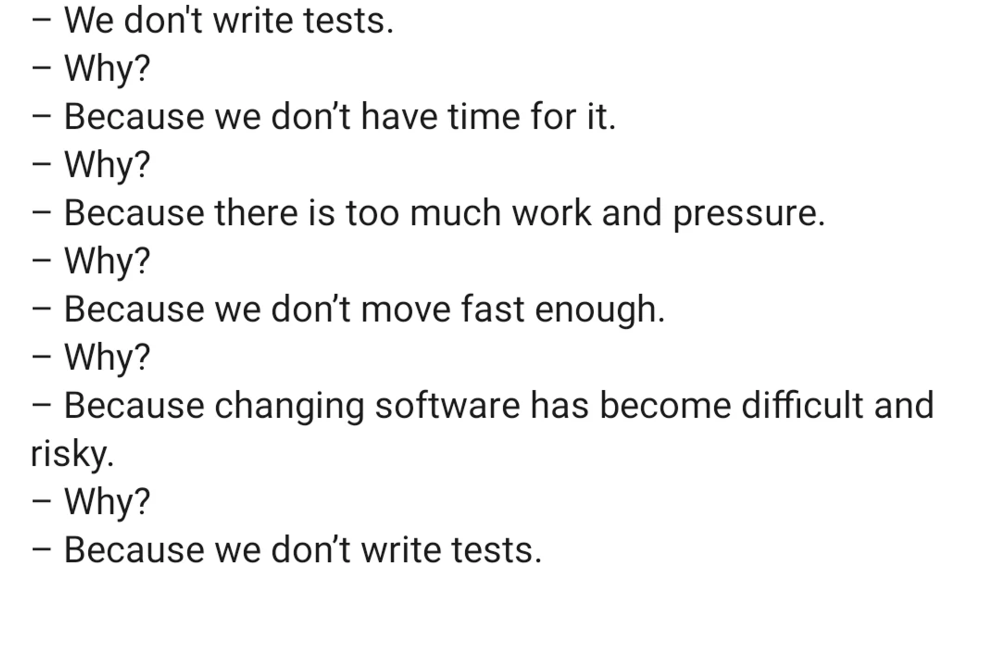 we don't write tests meme